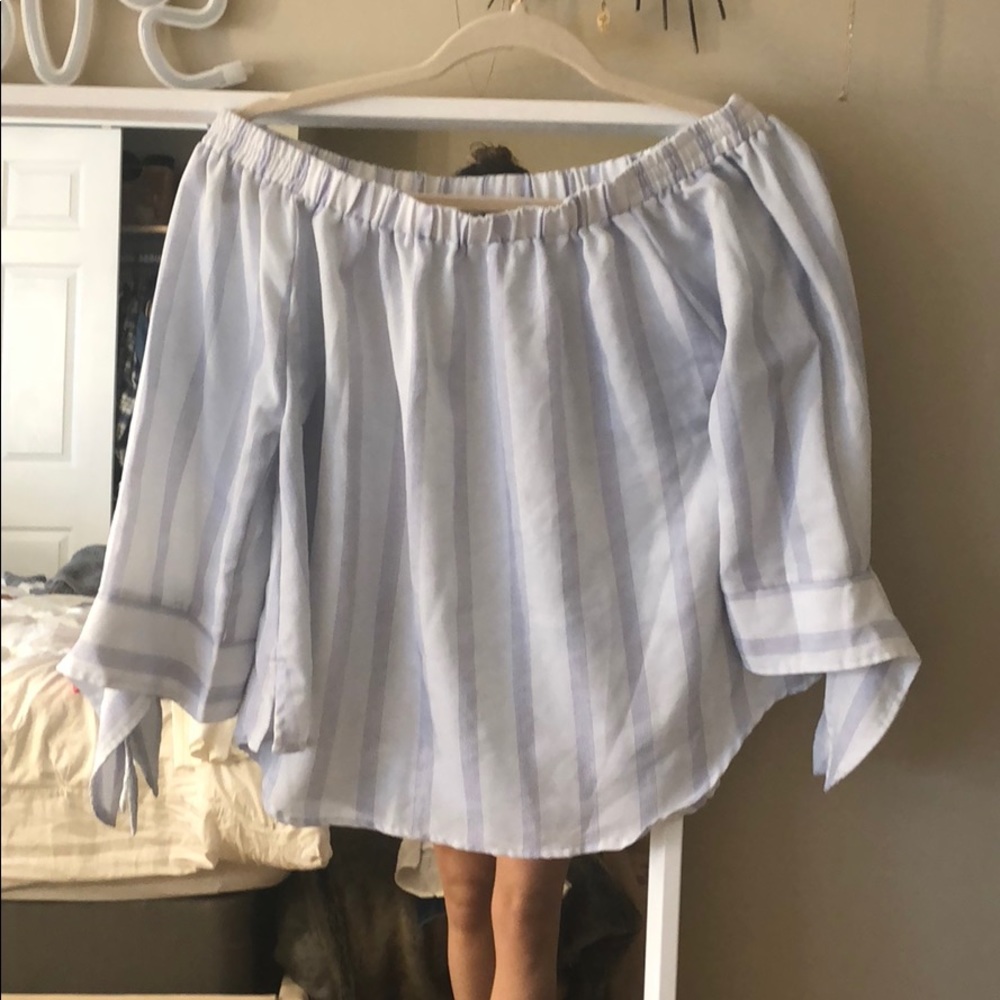 Aqua off the shoulder shirt